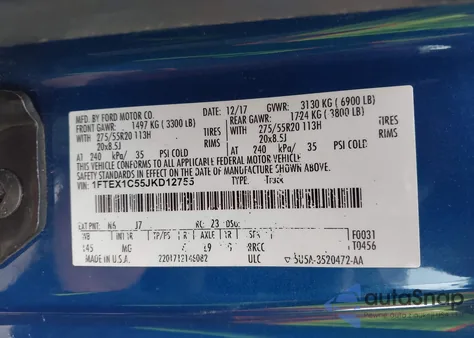 2018 Ford F-150 Xlt z USA, uszkodzony, nr VIN 1FTEX1C55JKD12755